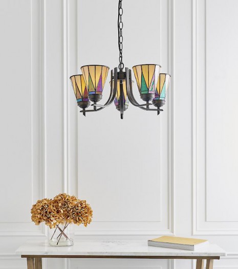 Dark Star 5 Light Uplighter Tiffany Pendant 74358
