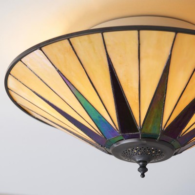 Dark Star Large Flush Tiffany Ceiling Light fotó