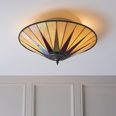 Dark Star Large Flush Tiffany Ceiling Light fotó
