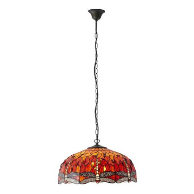 Flame Dragonfly Large Tiffany Ceiling Light 3 bulb fitting fotó