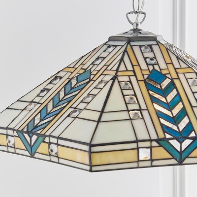Lloyd Large Tiffany Ceiling Light, 3 bulb nickel fitting fotó