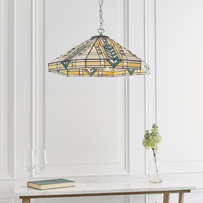 Lloyd Large Tiffany Ceiling Light, 3 bulb nickel fitting fotó