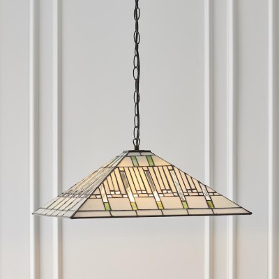 Mission Large Tiffany Ceiling Light, 3 bulb fitting fotó